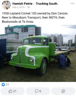 1958 Leyland Comet 100 HP. Ex Mossburn Transport Restored by me